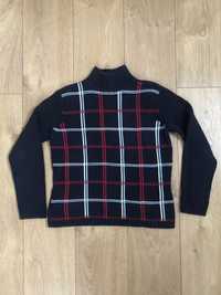 Sweter golf tommy hilfiger granatowy w krate S