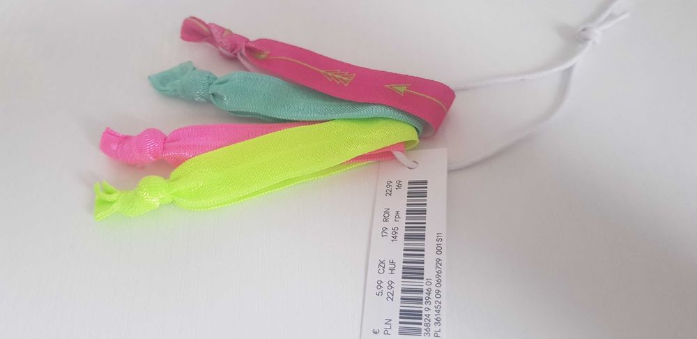 gumki do włosów tasiemki nowe 4szt neon pastel gumeczki nie ciągną
