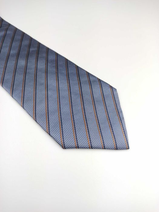 Stefano Rosi niebieski jedwabny krawat w paski mp14