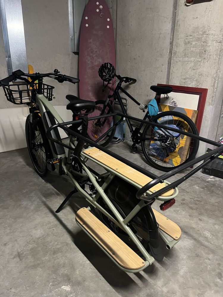 Bicicleta eletrica e500 b-twin com bagageira