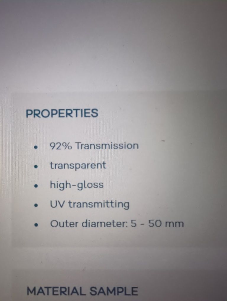 Ультрафіолетово-прозорий пластик, UV - transparent plastic