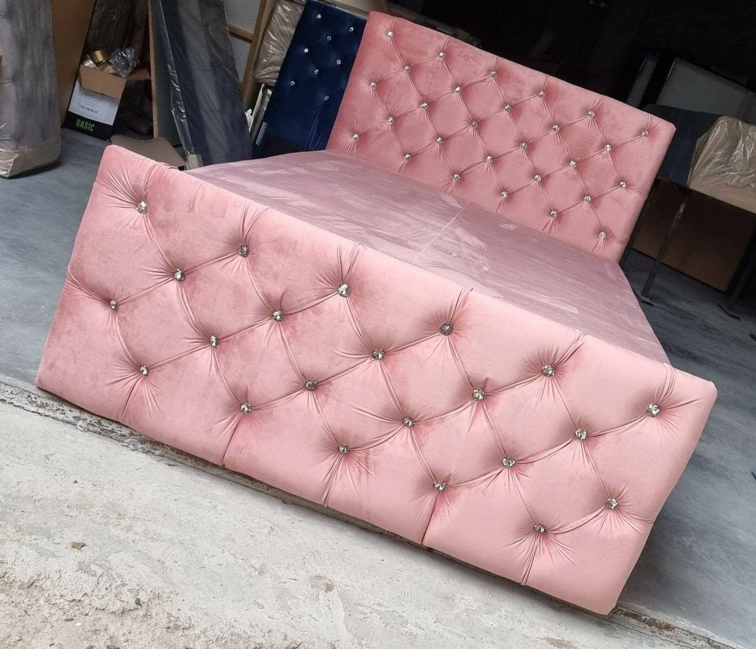 Łóżko kontynentalne 180x200 Glamour materac i pojemniki szybka realiza