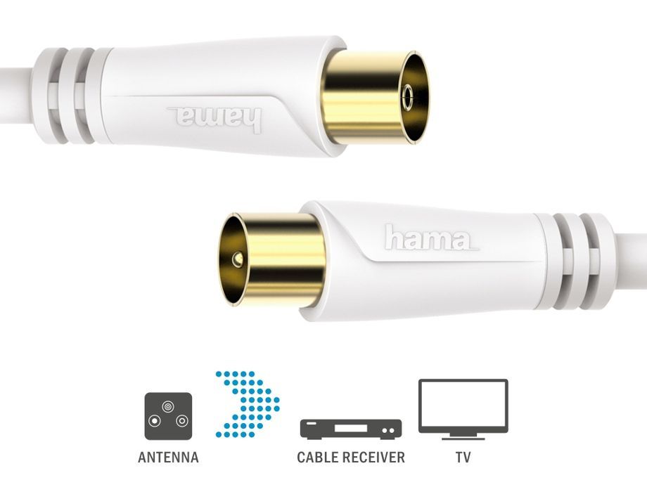 Hama Kabel antenowy 100DB, pozłacany 10m, biały OUTLET