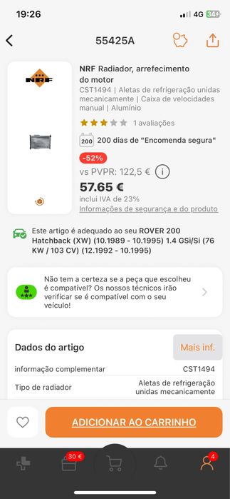 Radiador para Rover