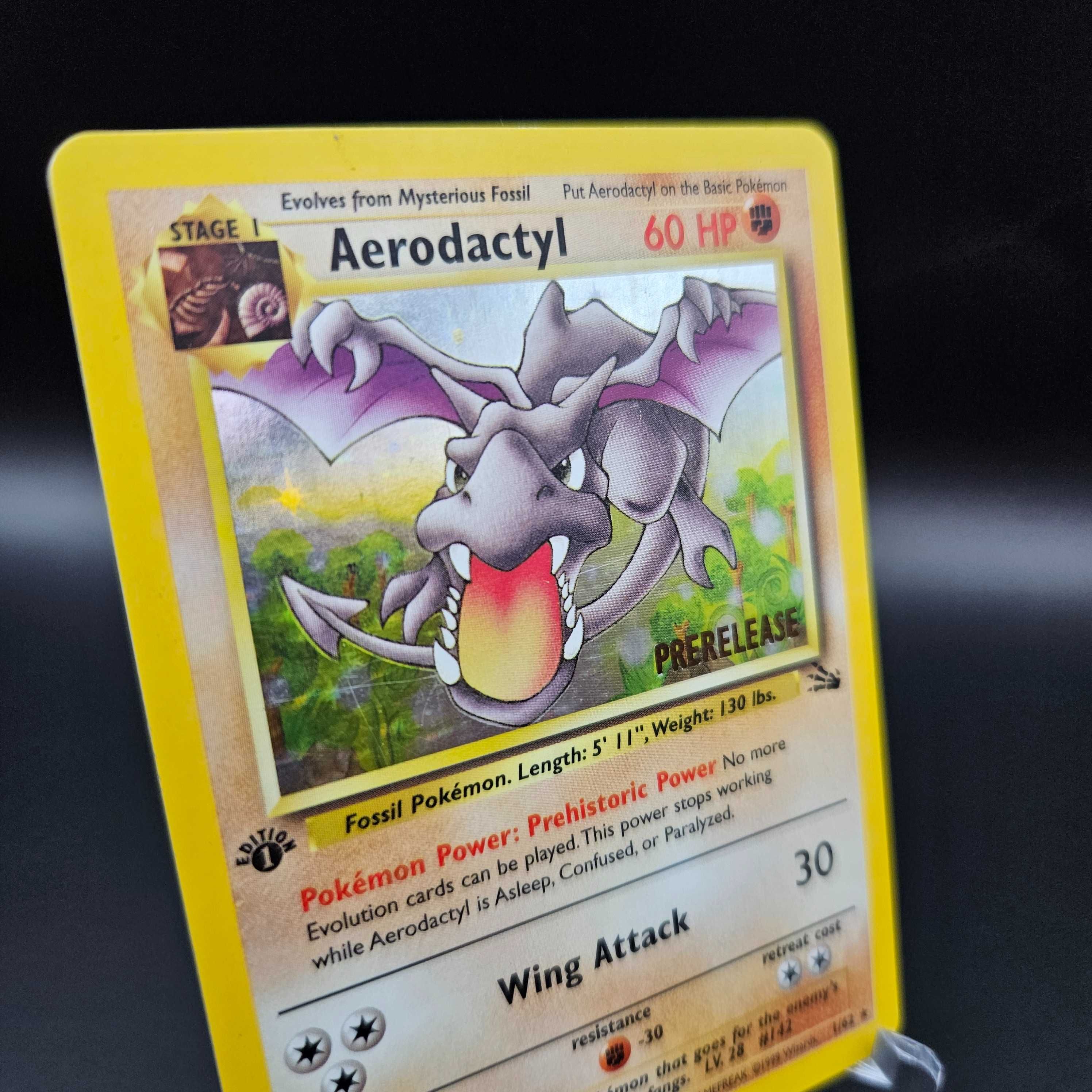 Karta Pokemon Aerodactyl PRERELEASE 1/62 Fossil (Base) 1999 r.