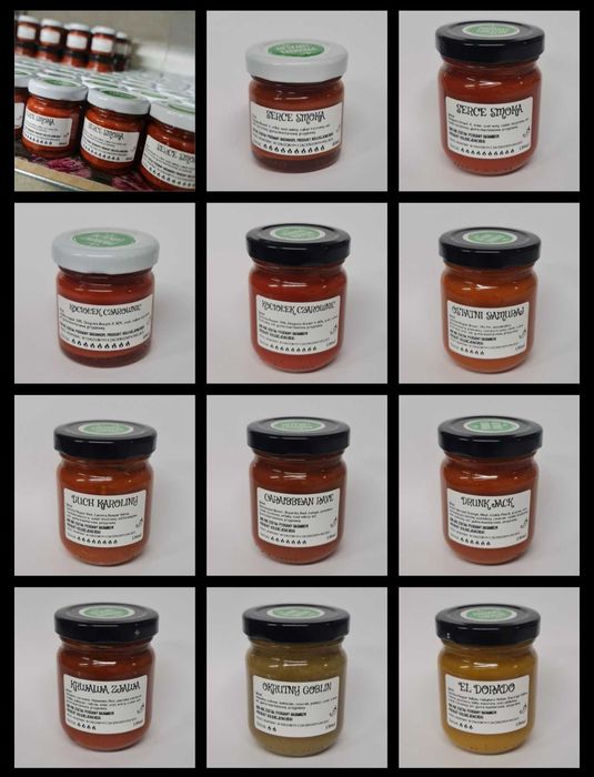 Ostre sosy Carolina Reaper Scorpion Habanero Jalapeno Dragon ostry sos