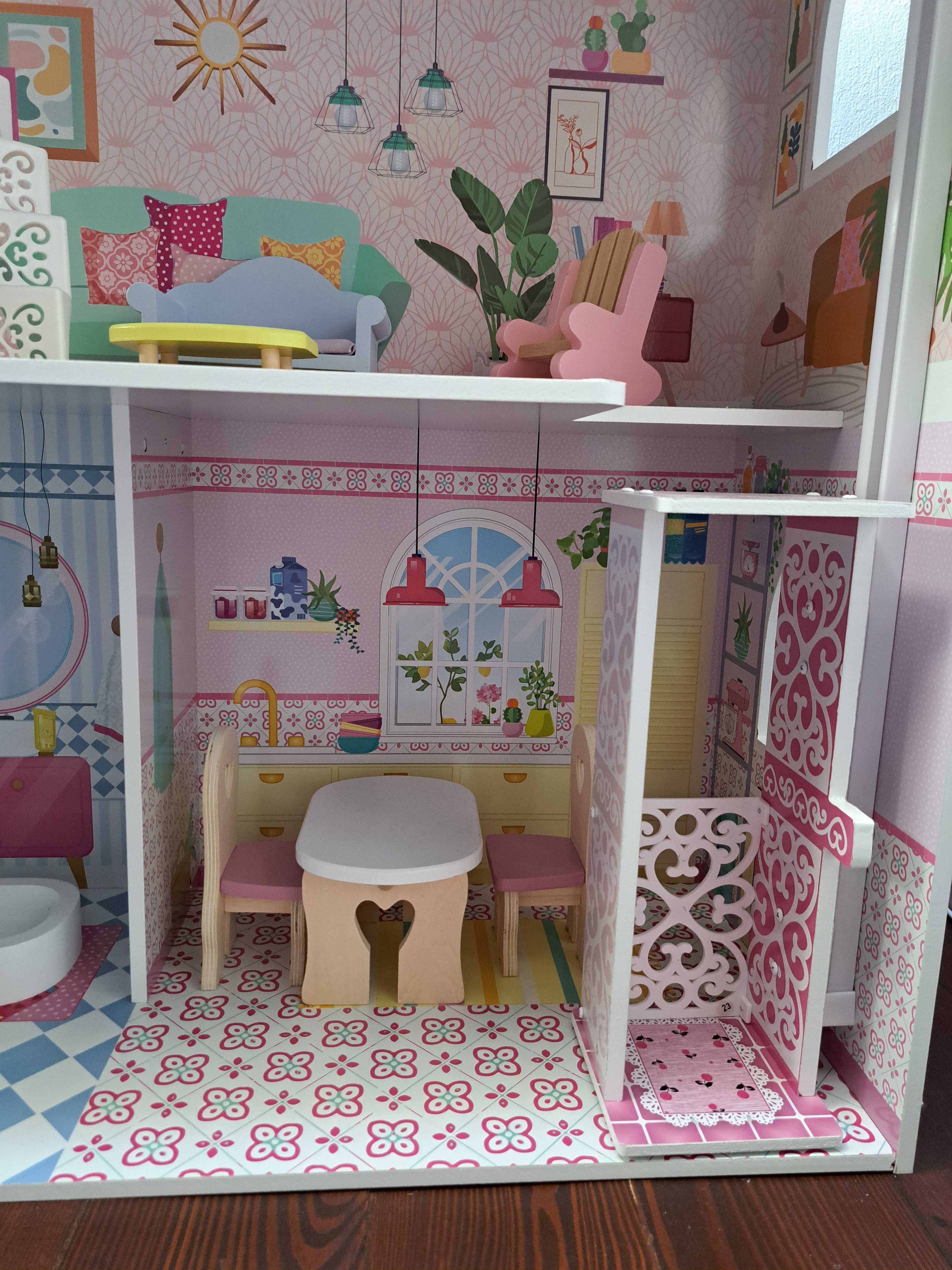 Drewniany domek dla lalek Barbie duży NOWY