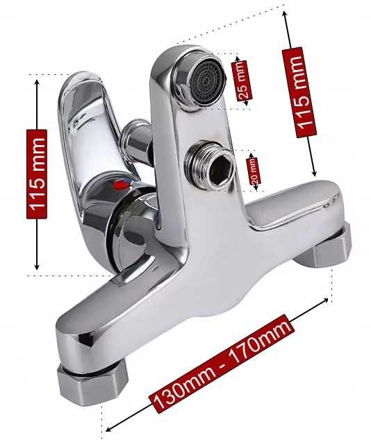 BATERIA Wannowa Prysznicowa Kran Do Wanny Słuchawka Zestaw - WYPRZEDAŻ