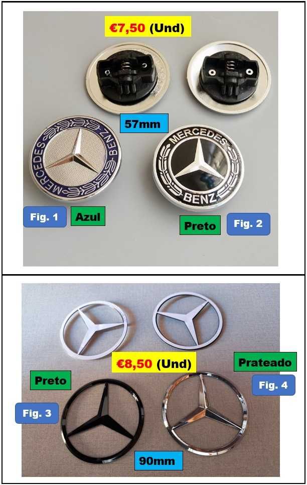 Emblema Símbolo capô ou bagageira Mercedes Benz