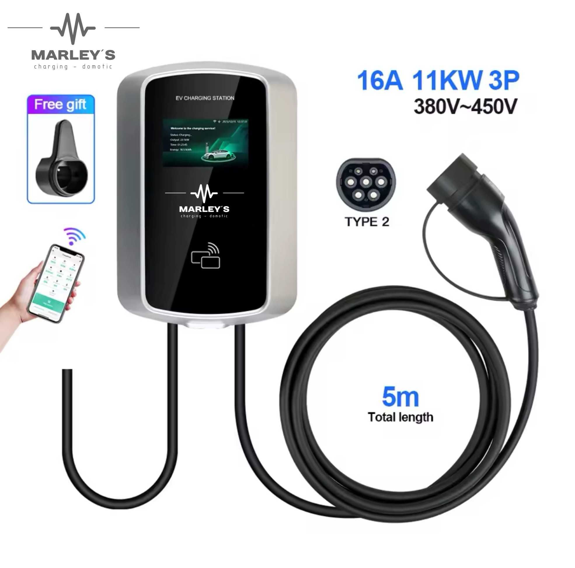 Carregador Wallbox - 11 KW - 16A - 3 fases - C/ APP e Cartões