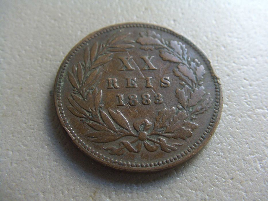 Moeda de 20 reis . D.Luiz Rei de Portugal 1883