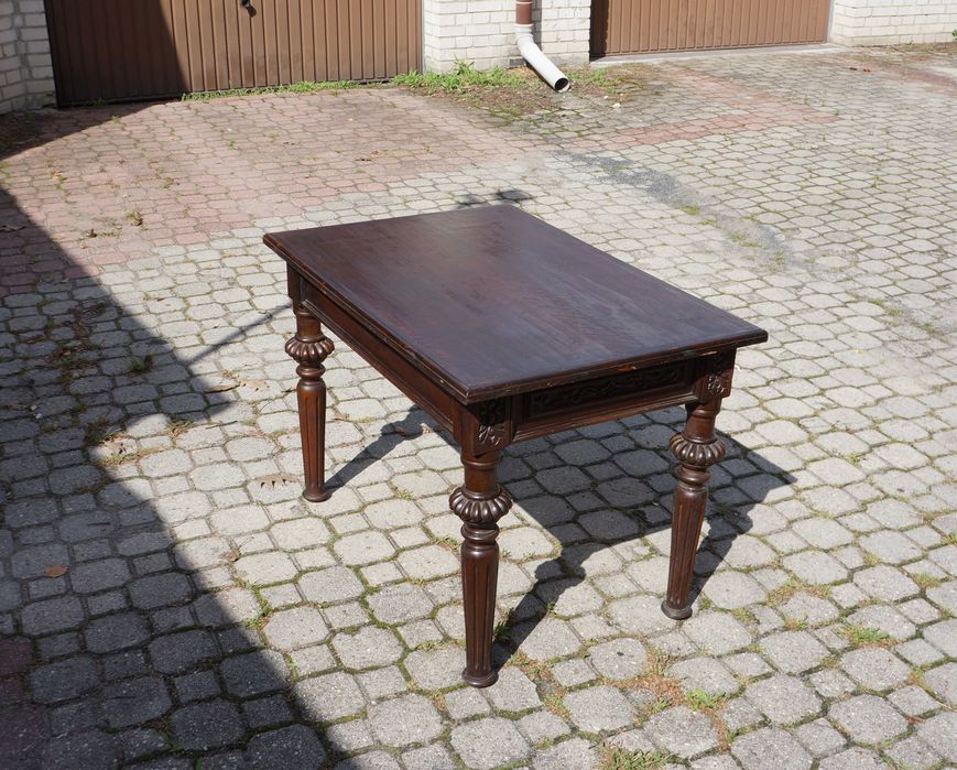 Stół z ozdobną szufladą z początku XX wieku - Vintage
