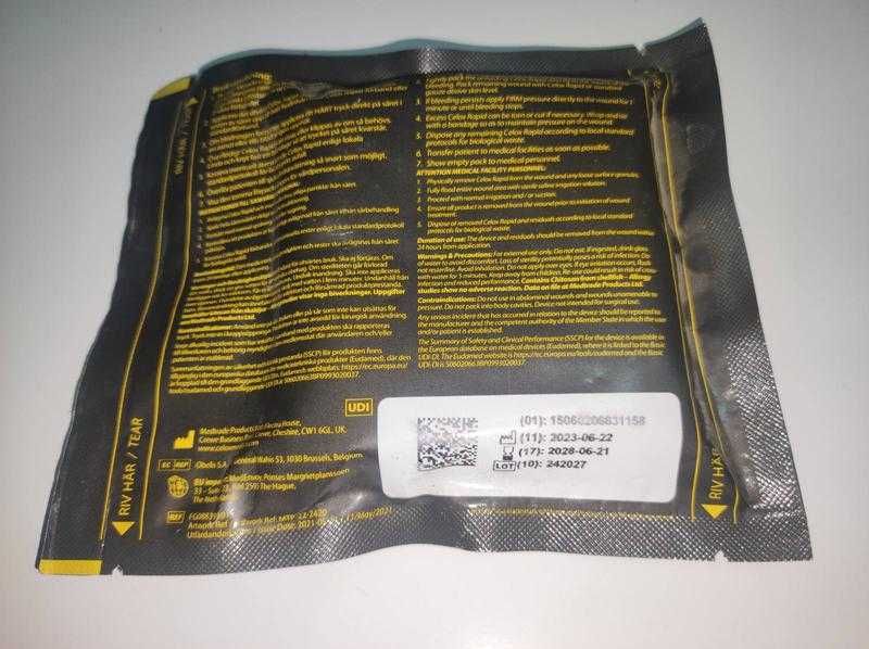 Гемостатичний (кровоспинний) бинт celox z-fold rapid hemostatic gauze