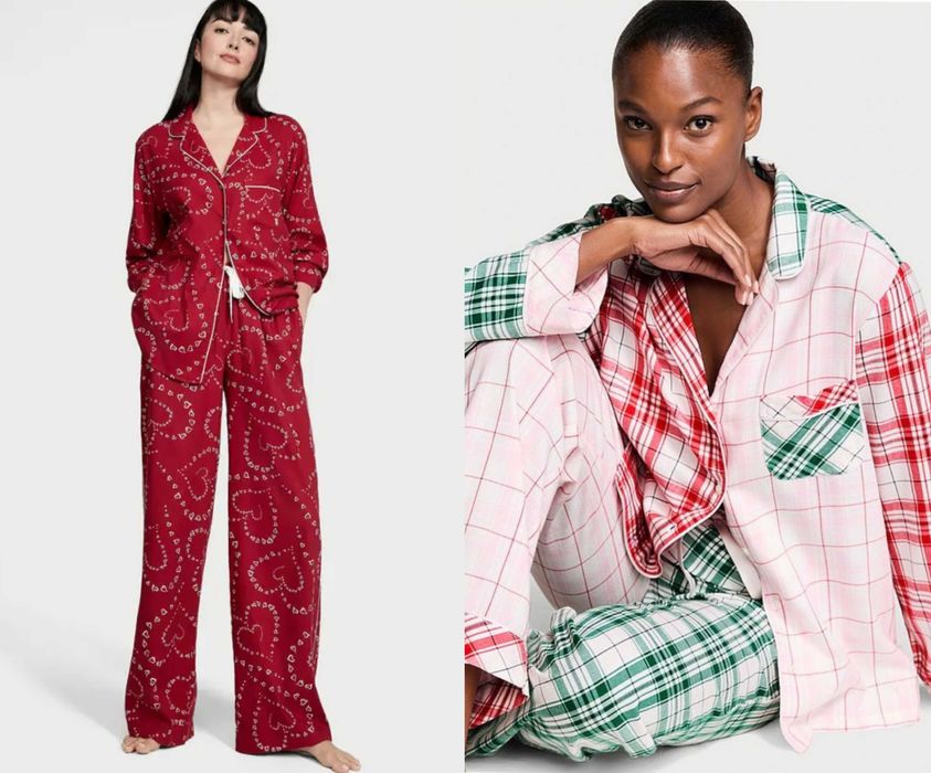 Victoria's secret оригінал М L  фланелева піжама рожева червона