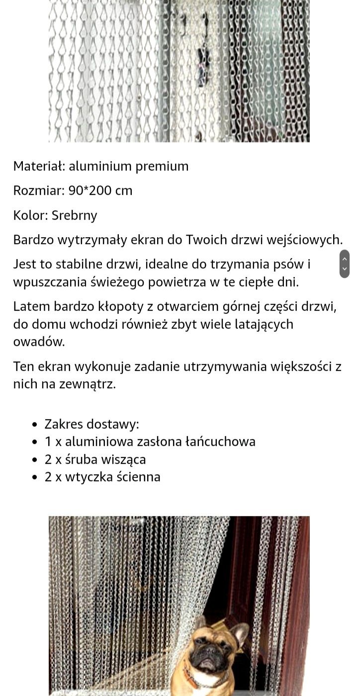 OKAZJA srebrna metalowa zasłona kurtyna ala parawan glamour aluminium