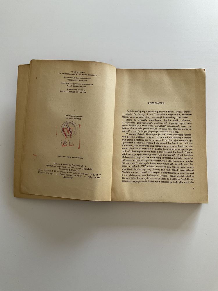 Purpurowy płaszcz wolności - De Vries - rok wydania 1951