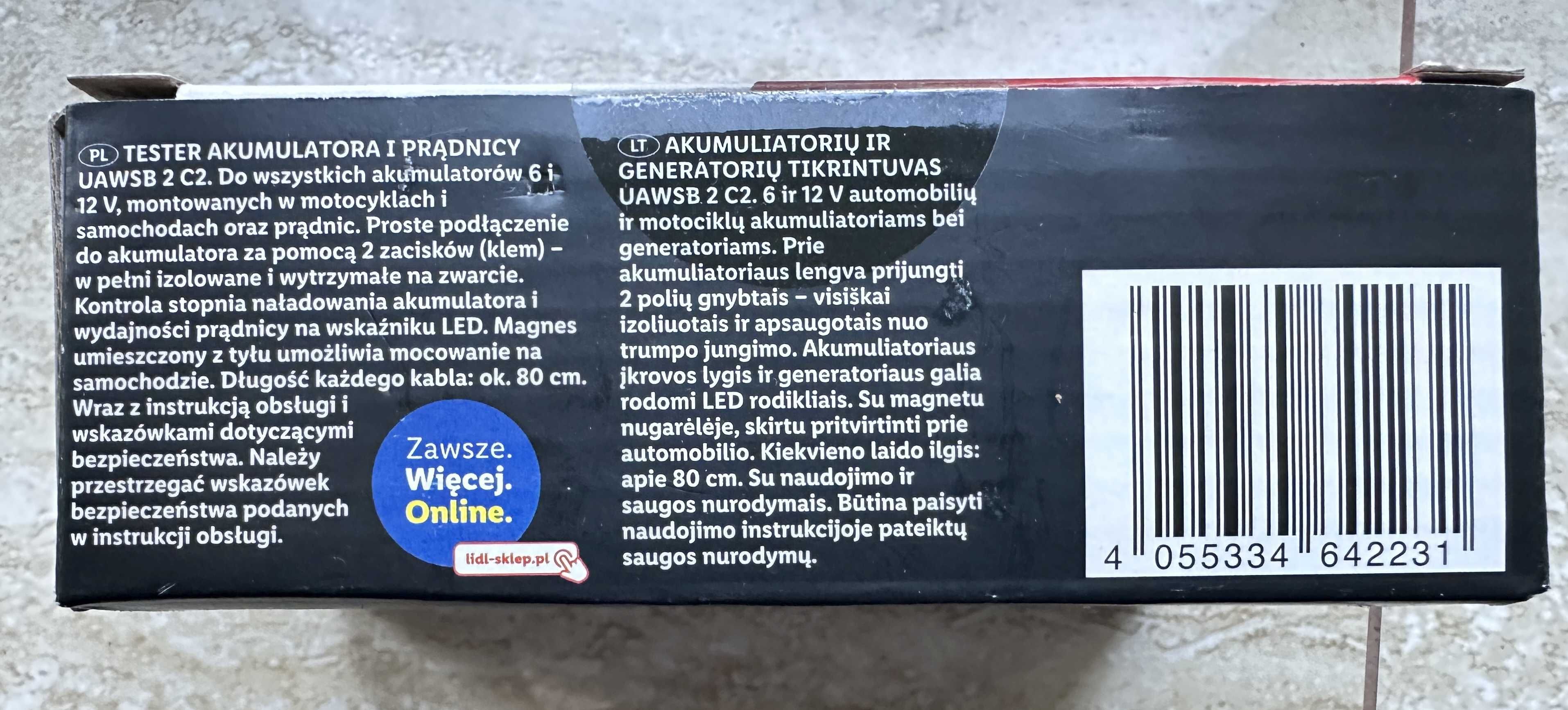 Tester akumulatora i alternatora UAWSB 2 C2 ULTIMATE SPED z Lidla