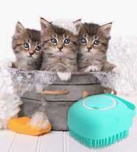 Силиконовая мочалка для домашних животных с резервуаром для мыла