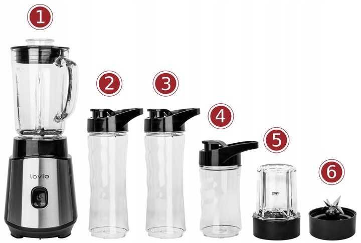 Blender kielichowy do SMOOTHIE szklany MŁYNEK do kawy KRUSZY LÓD