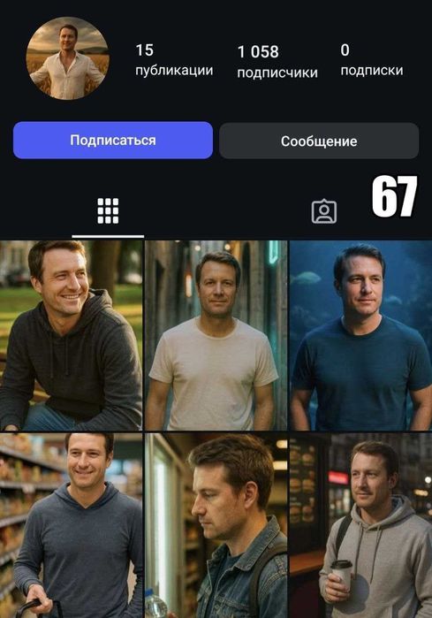 Чоловічий акаунт Instagram 1058 підписників / Accounts Instagram