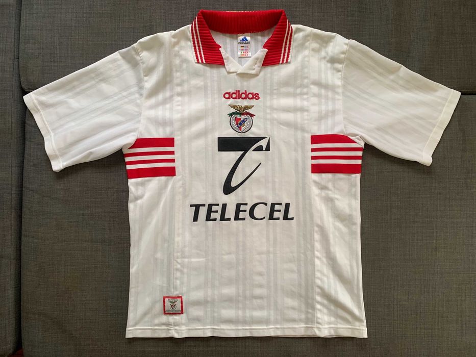 Camisola Oficial alternativa branca Benfica Adidas Telecel 1997, 1998