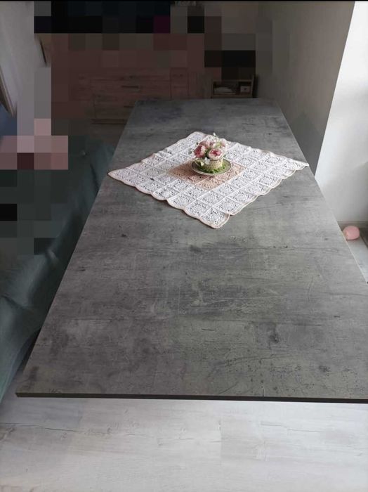 Ławo stół blat imitacja betonu nogi białe