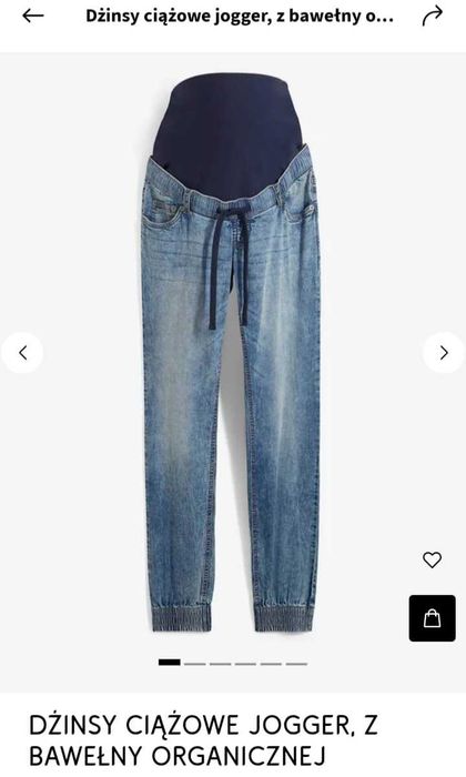 Jeansy ciążowe, jogger z bawełny organicznej