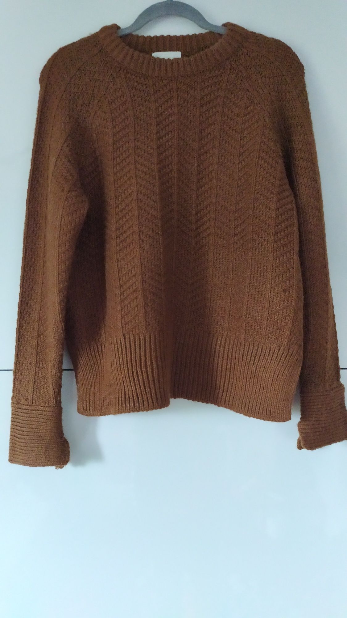 Brązowy sweter wełna h&m