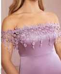 Elegancka sukienka z gipiura wesele cywilny wrzos lilia ML