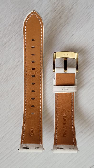 Pasek do zegarka Huawei 18mm kremowy oryginalny skórzany super stan