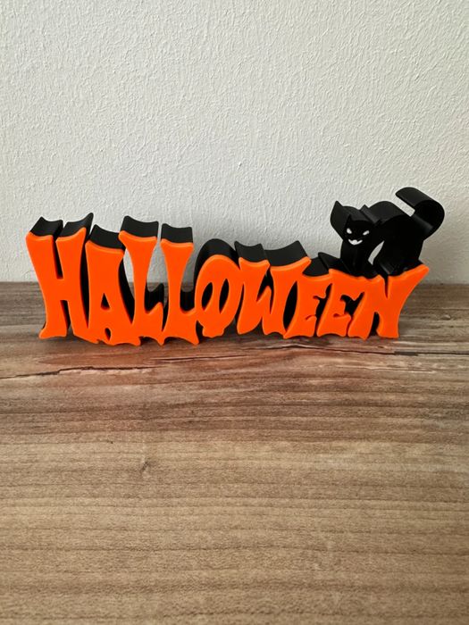 Placa de "Halloween" com Gato Preto