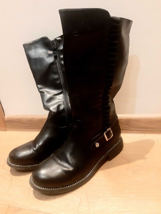 Kozaki damskie dziewczęce rozmiar 36, czarne Nelli Blu