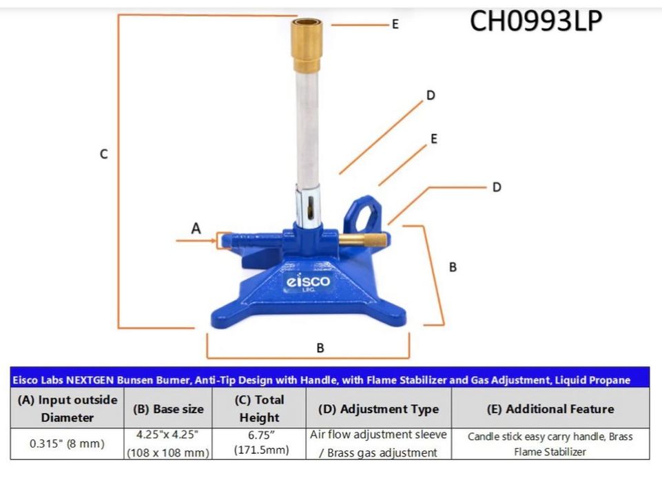 Пальник Бунзена(Bunsen.Eisco)преміум-класу, LPG. Новий