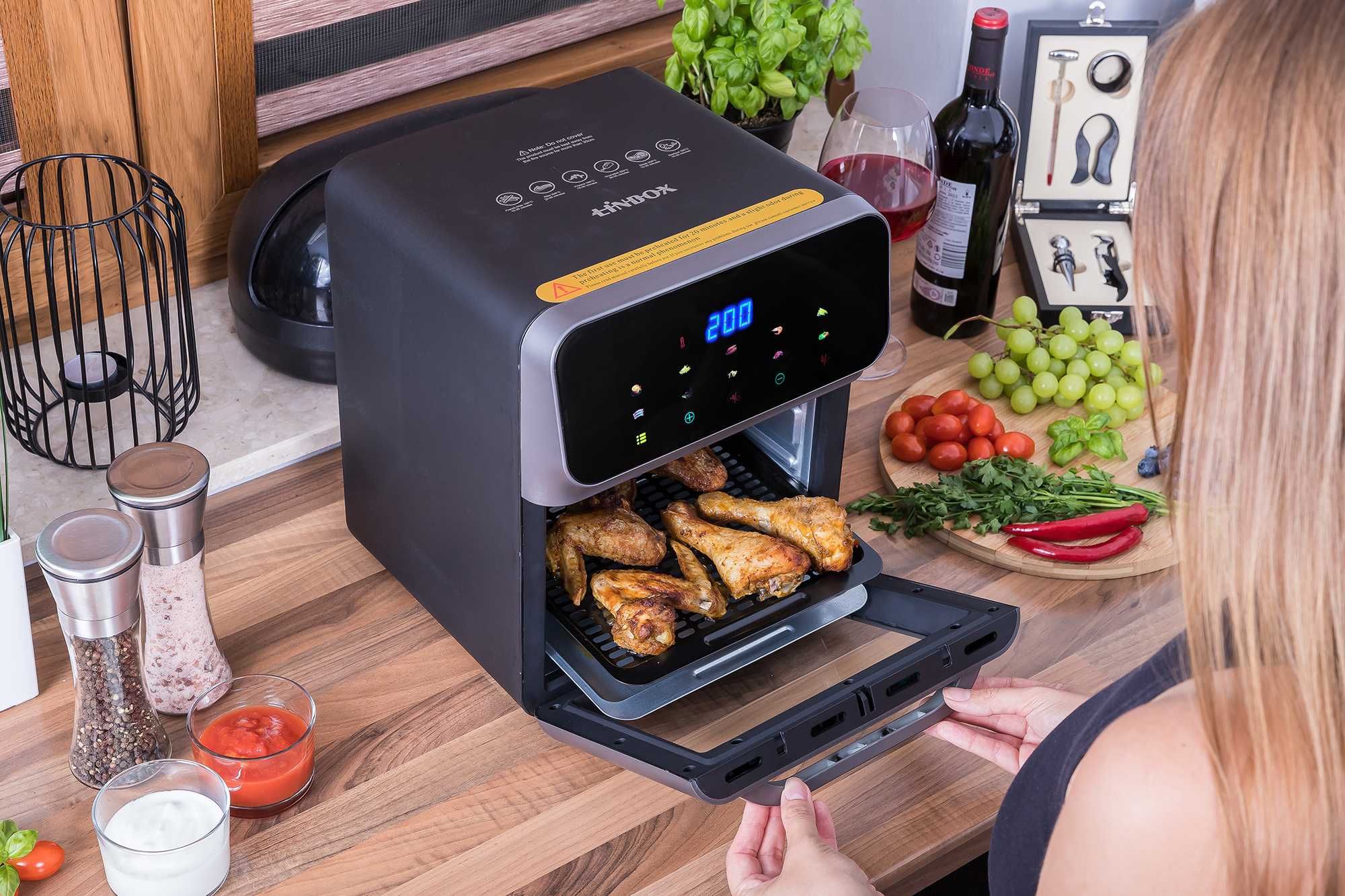 Frytkownica 8L/1600W Piekarnik LINBOX Air Fryer INOX