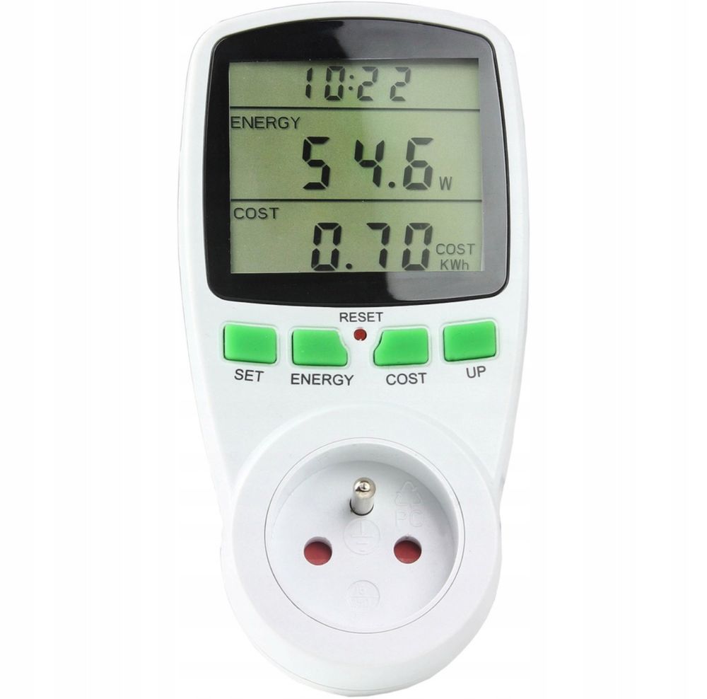 WATOMIERZ Miernik Energii Licznik Zegar LCD Pomiar Prądu