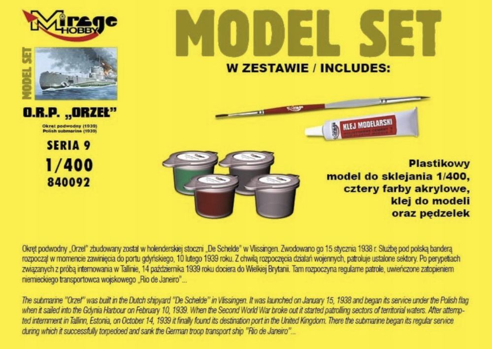 Model plastikowy do sklejania Okręt podwodny Mirage O.R.P. Orzeł
