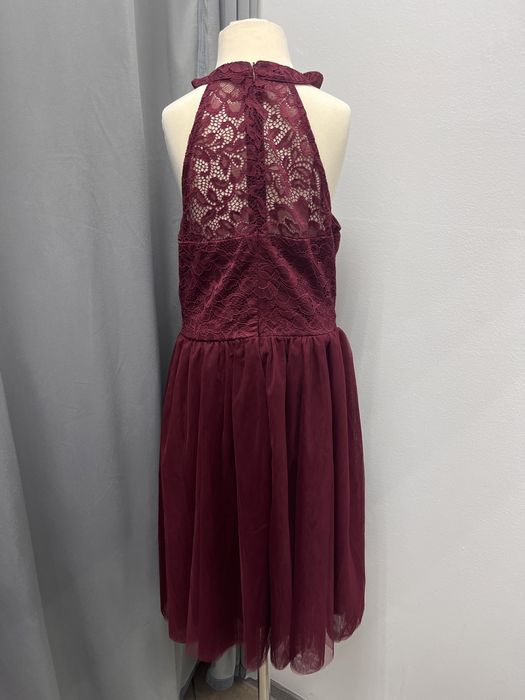 Bordowa sukienka tiulowa roz.XS