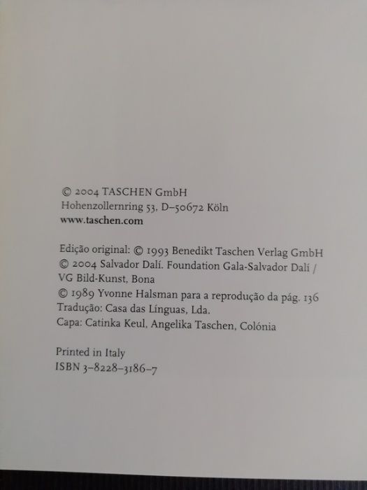 Livro Salvador Dalí - Taschen 1904 / 1989