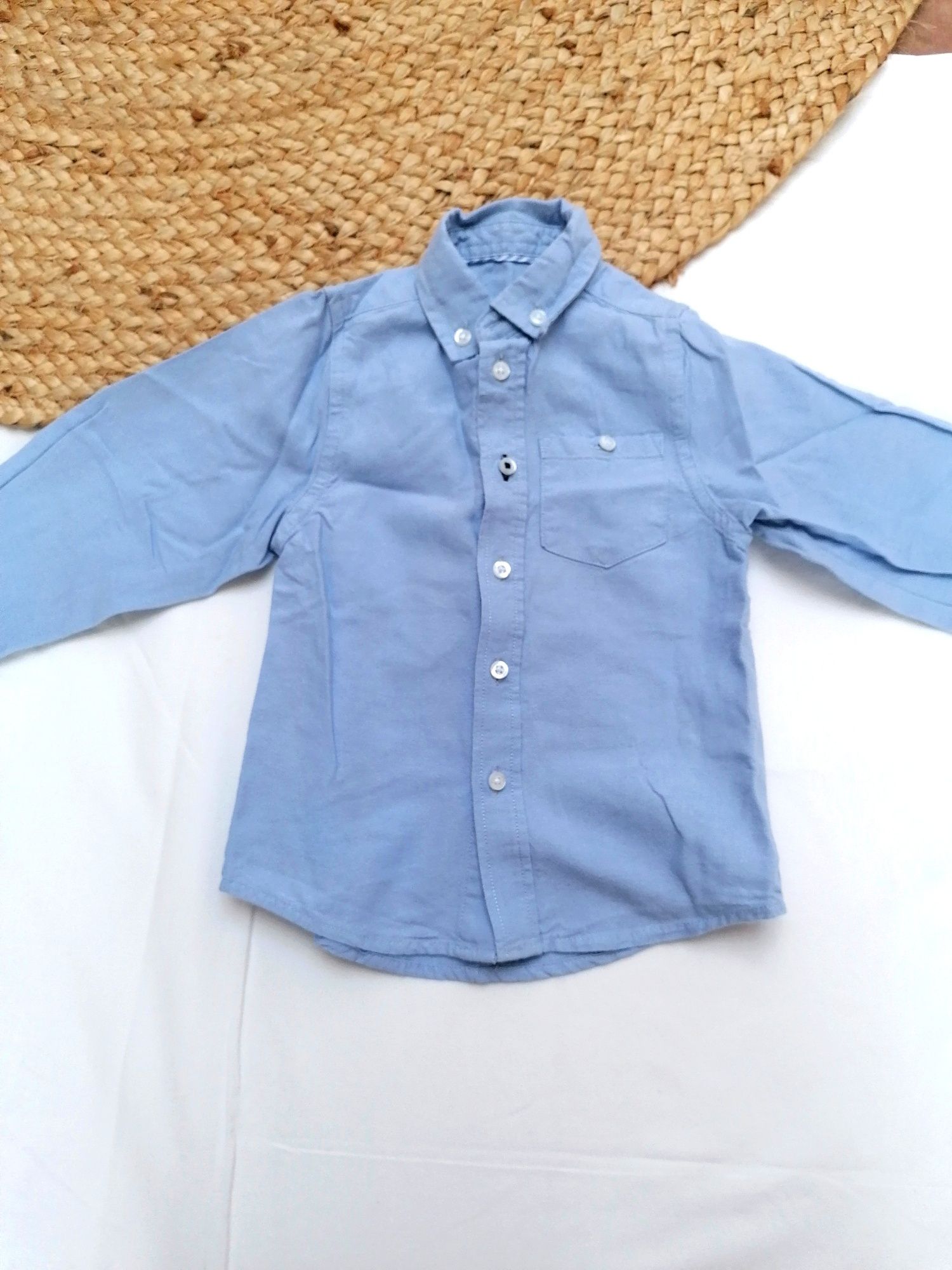 Camisa Azul de Manga Comprida de Bebé