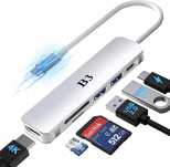 B3 Adapter HUB USB-C 6W1 Srebrny USB 3.0 4K SD TF
