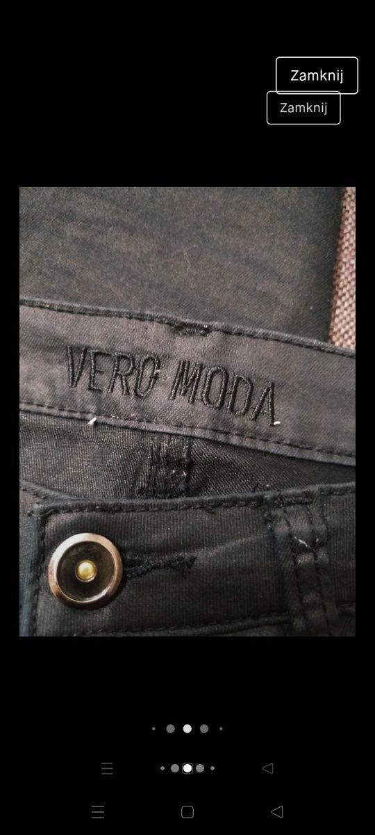Czarne woskowane rurki Vero moda XS s 34/36 spodnie
