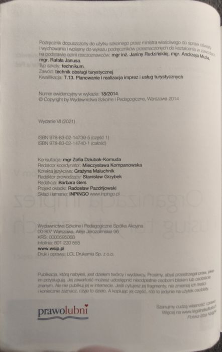 Organizacja imprez i usług turystycznych Tom V