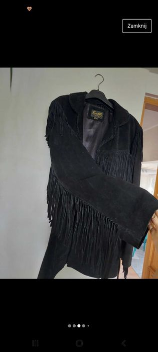 Męska kurtka z prawdziwego zamszu z frędzlami