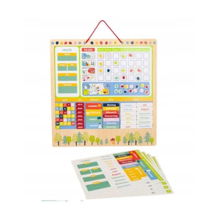Drewniana edukacyjna tablica magnetyczna planer tygodniowy