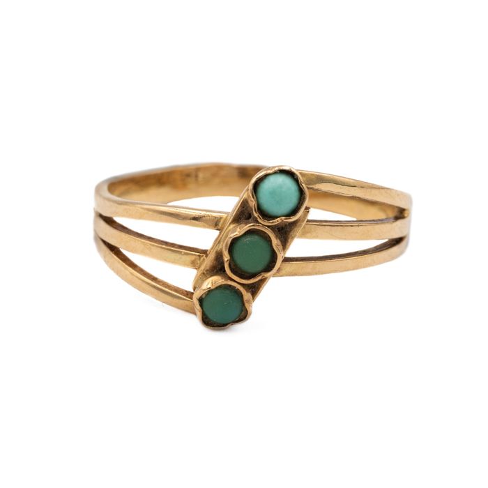 Złoty pierścionek WARMET z turkusami