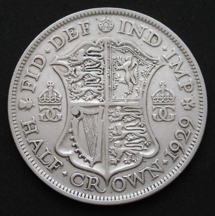 Wielka Brytania 1/2 korony 1929 - król Jerzy V - srebro