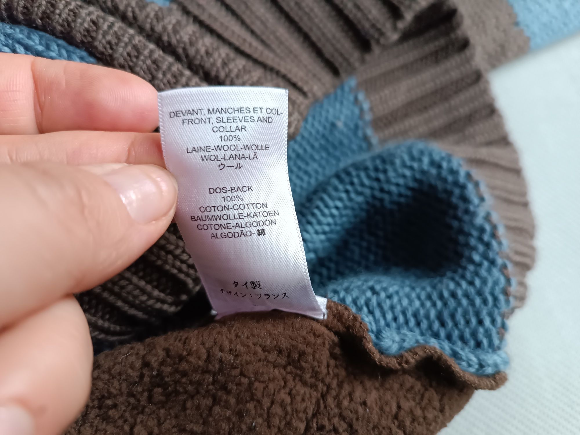 Petit Bateau sweter 8 lat 100% wełna brązowy