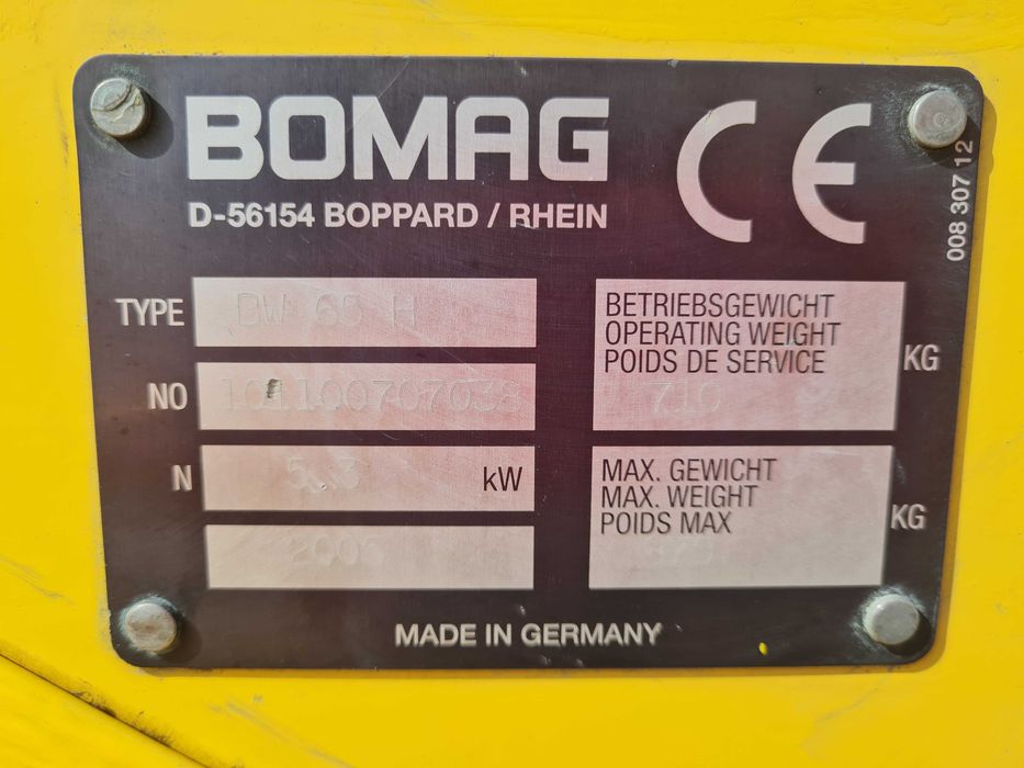 Walec prowadzony Bomag BW65 H, 710 kg, rok 2005