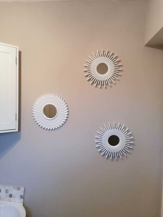 Dekoracja zestaw 3 luster w ramkach do domu na ścianę