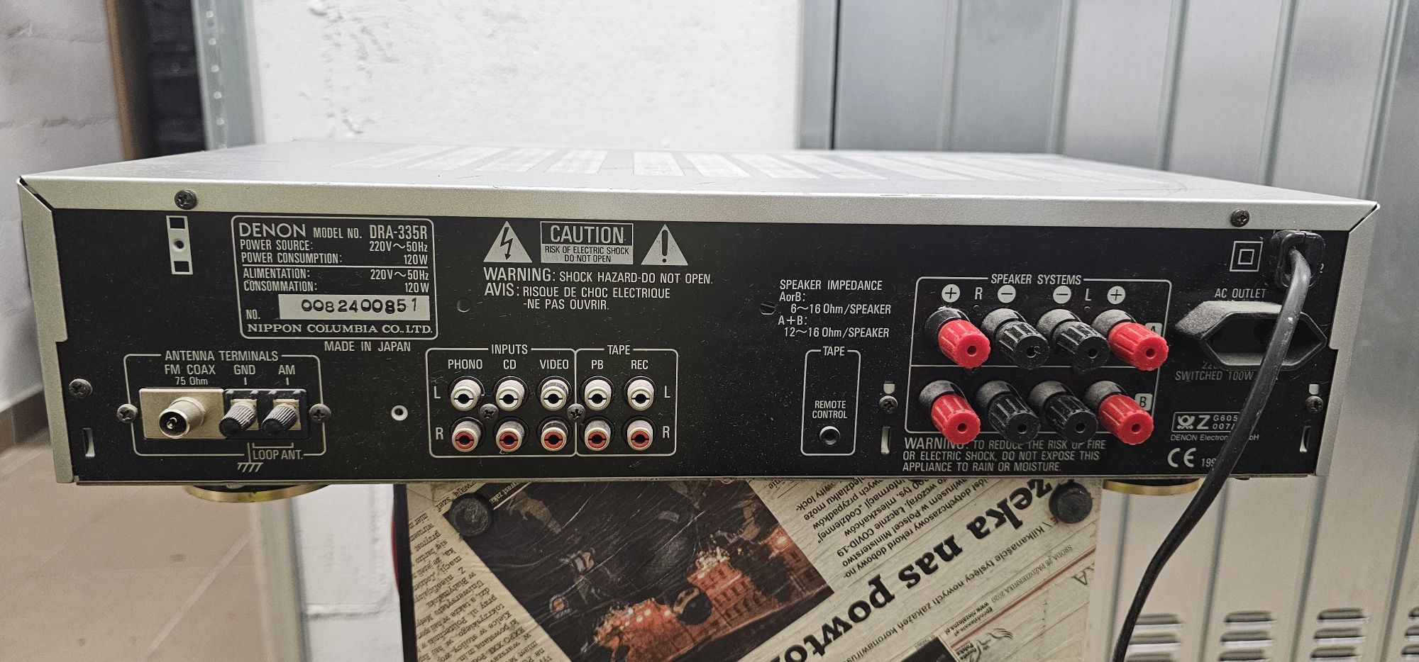 Amplituner Denon + 4 glosniki, kable, pilot
